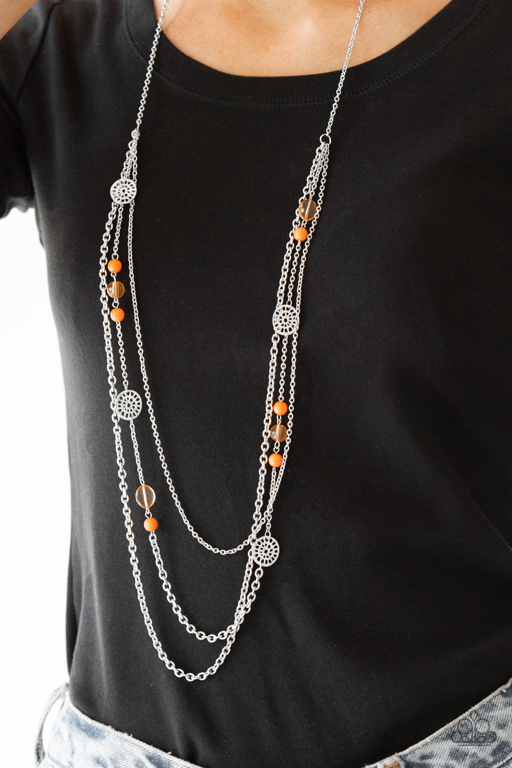 Orange Pop-tastic! Bedazzle Pretty - Fashion – Paparazzi Boutique Mobile Necklace Me Pretty - Accessories