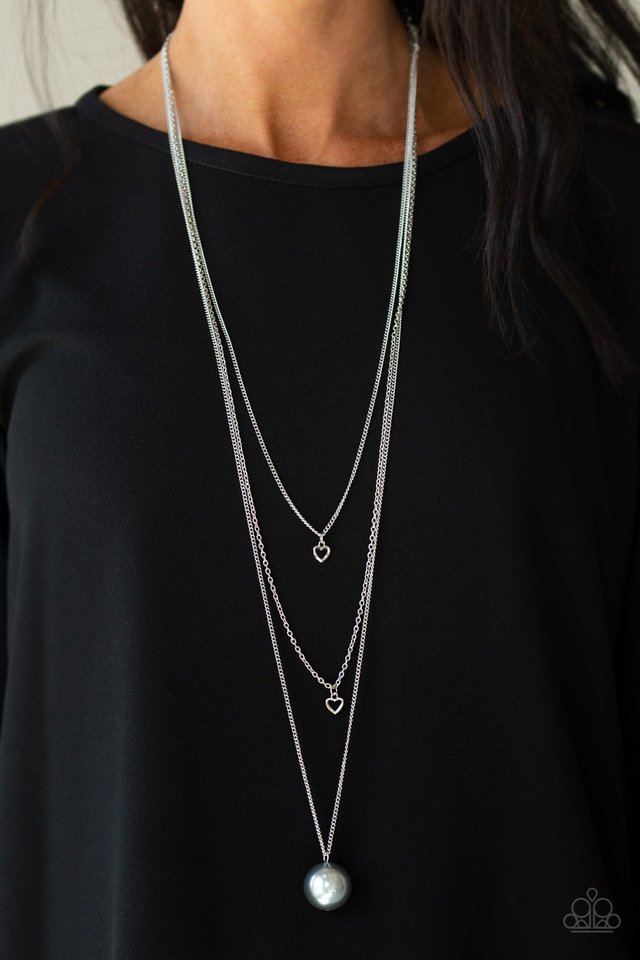Interlock Silver Trellis Black Leather Necklace - Evelie Blu Boutique