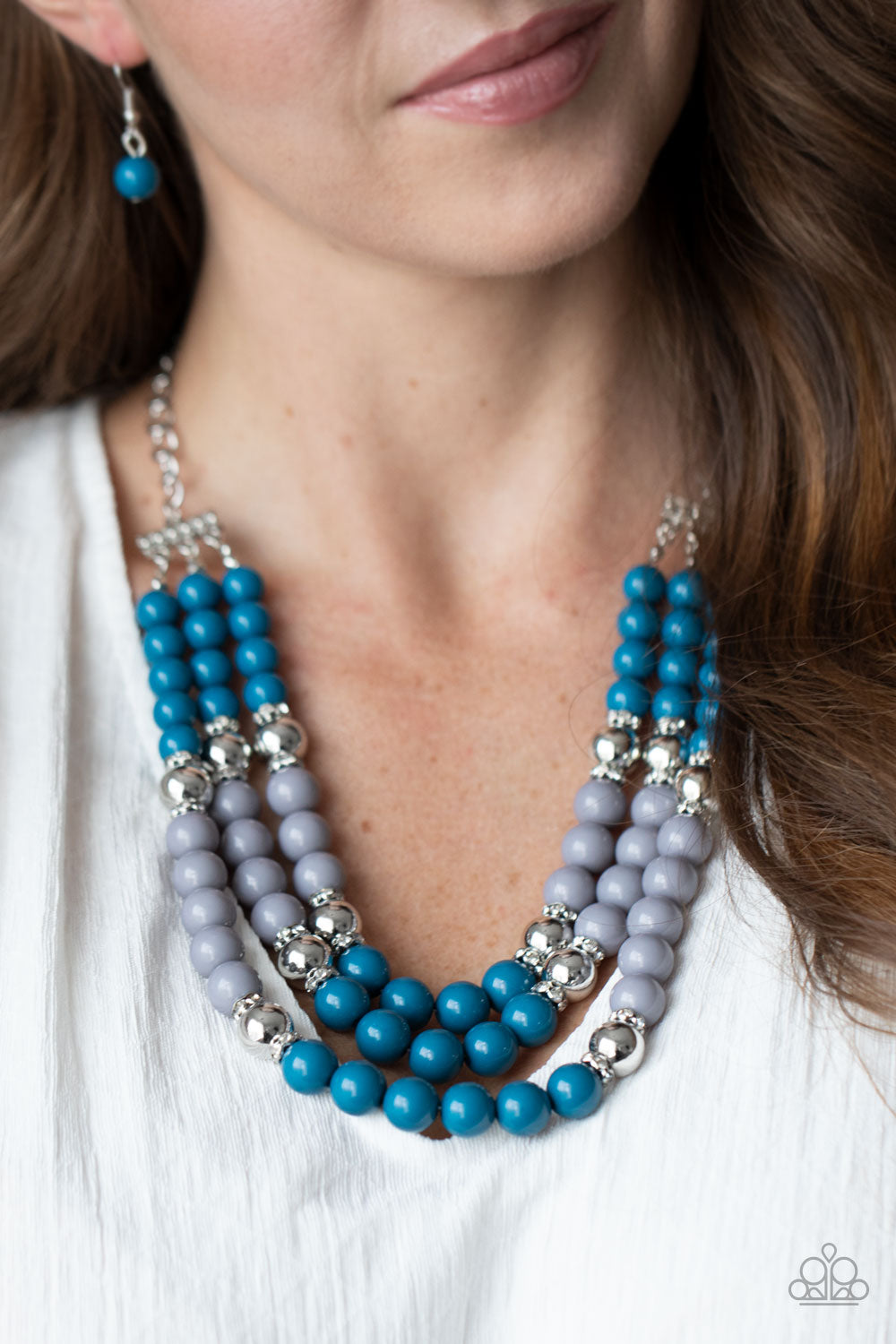 Paparazzi blue sale bead necklace