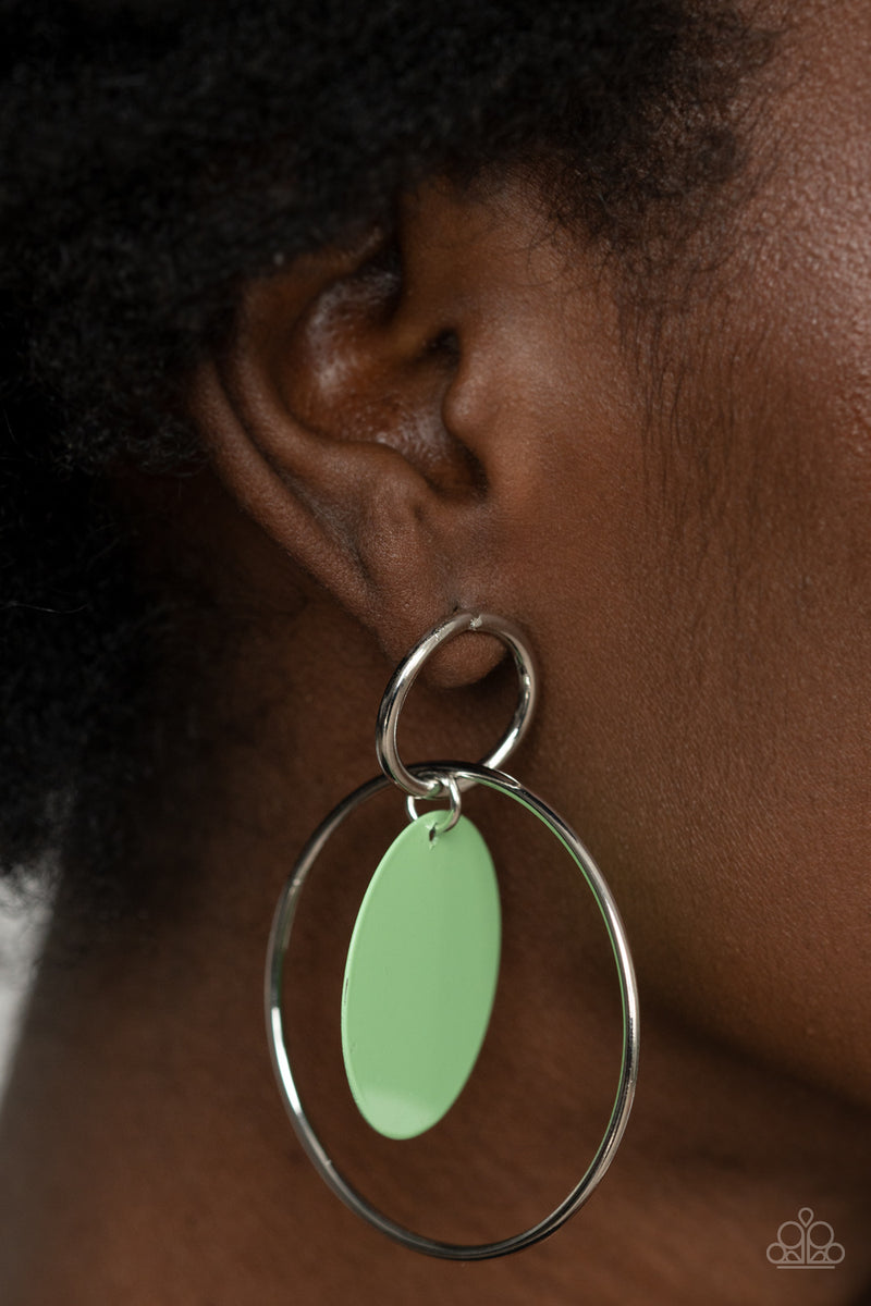 POP, Look, and Listen - Green Post Earrings - Paparazzi