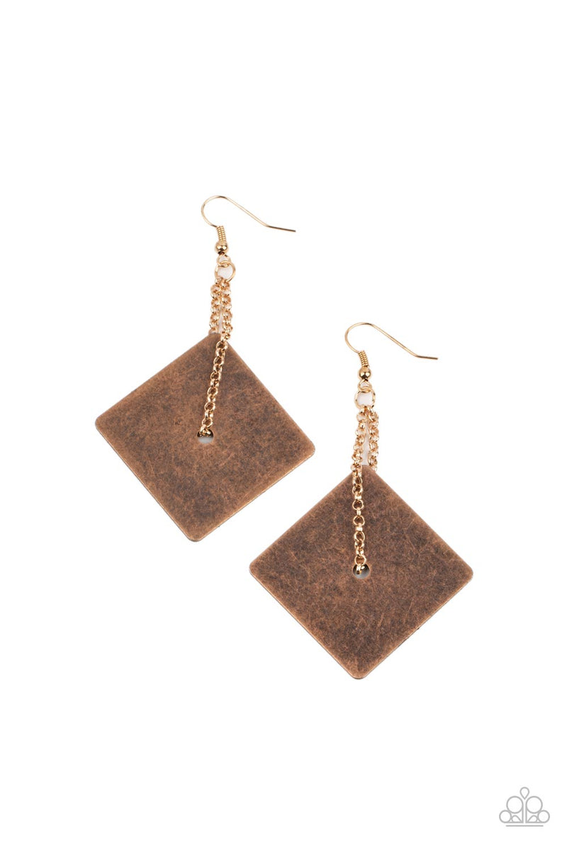 Cupid, Who? Copper Heart Post Earrings - Paparazzi Accessories