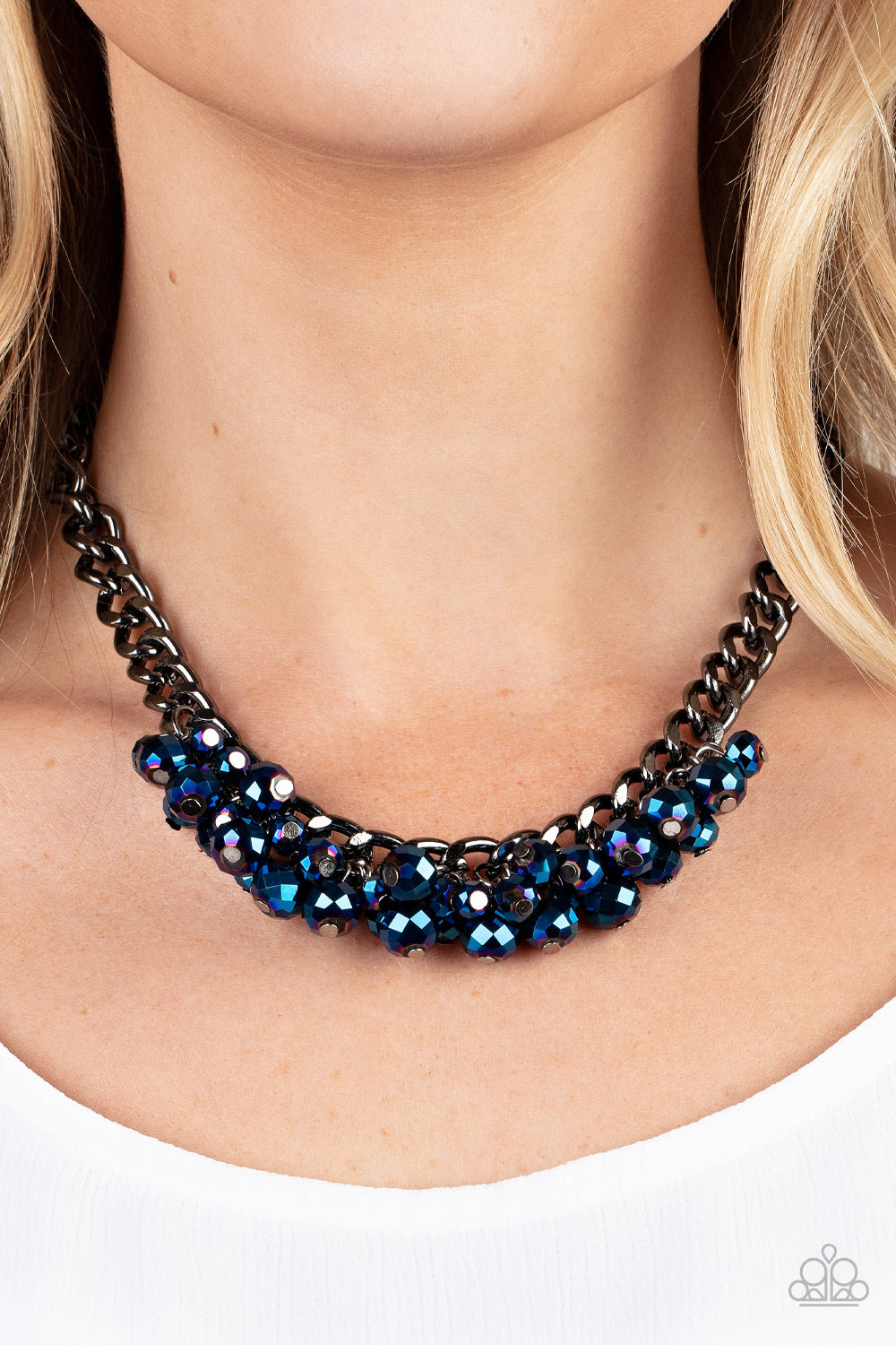 Paparazzi Necklace- A Touch of Classy- Navy Blue- Rhinestones