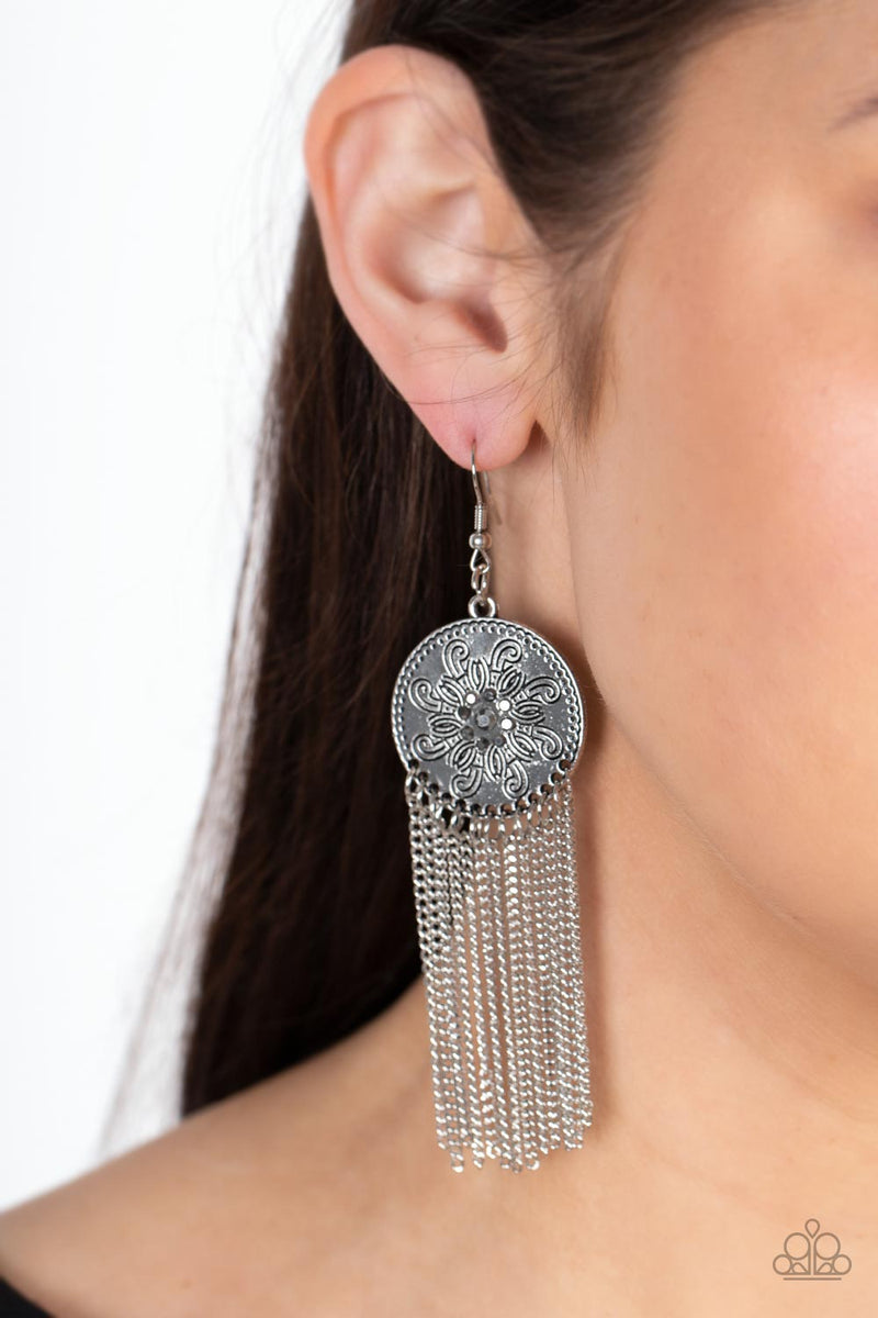 Paparazzi grey sales fringe earrings