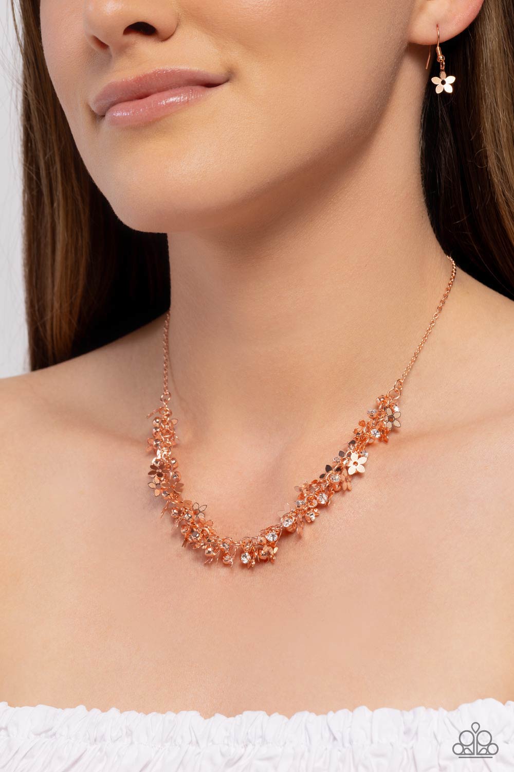 Copper flower store necklace paparazzi