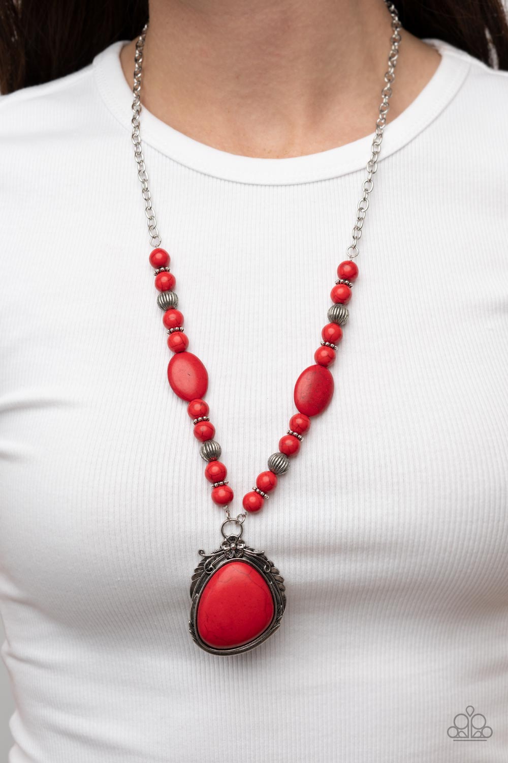 Design Necklace Mini Kelly Red and black - Buttons Paradise