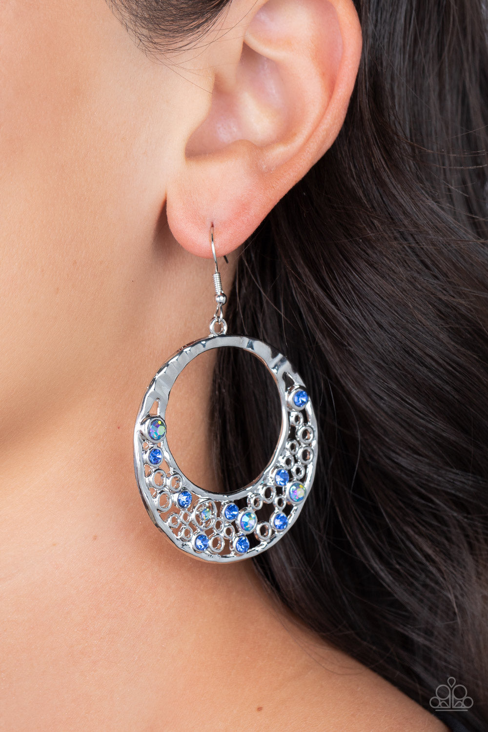 Disque Bleu de prusse et or Earrings Earrings