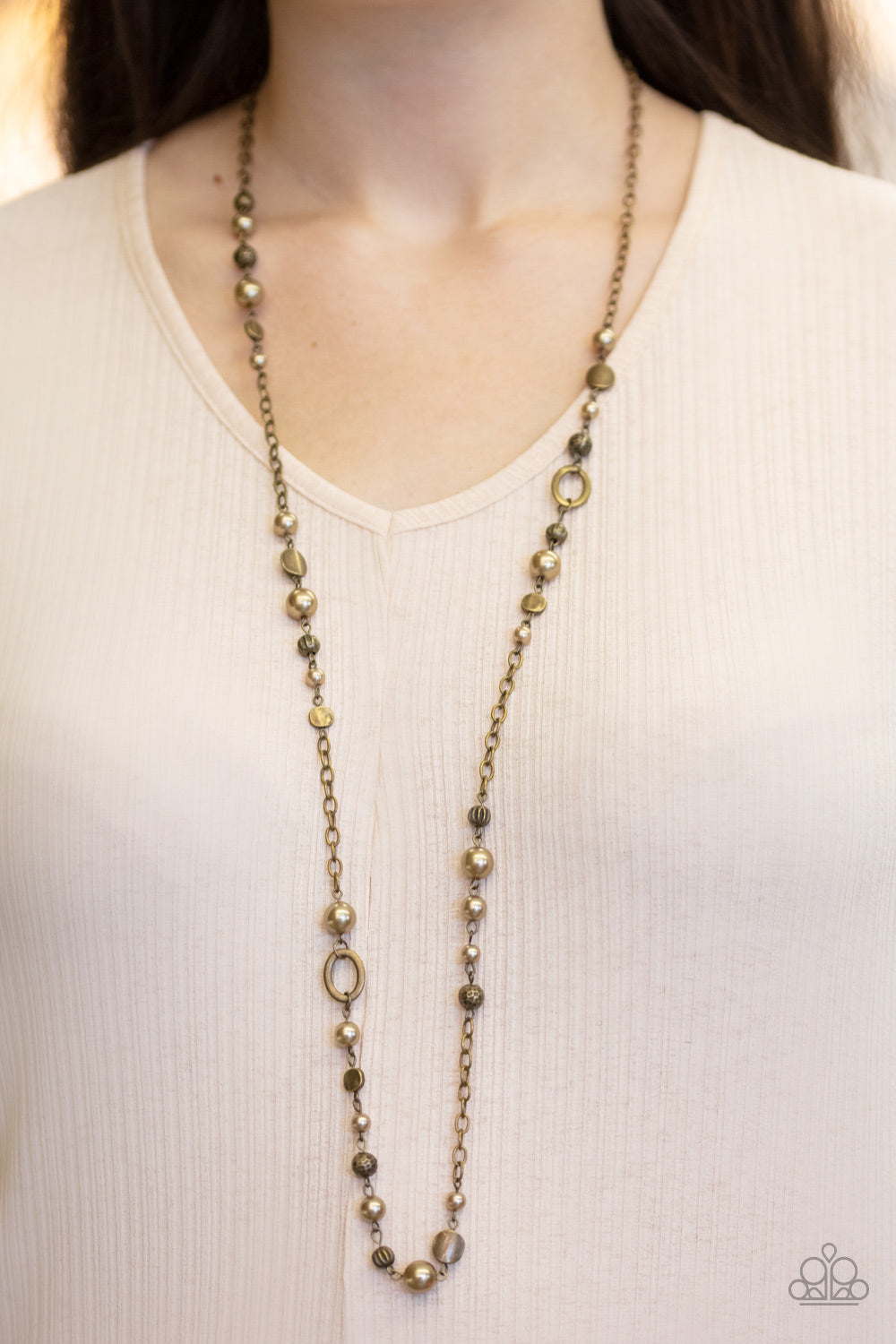 Paparazzi long store brass necklace