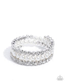 Grandiose Glitz - White Bracelet - Paparazzi Accessories