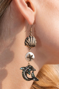 Delightful Dolphin - Gold Earrings - Paparazzi Accessories