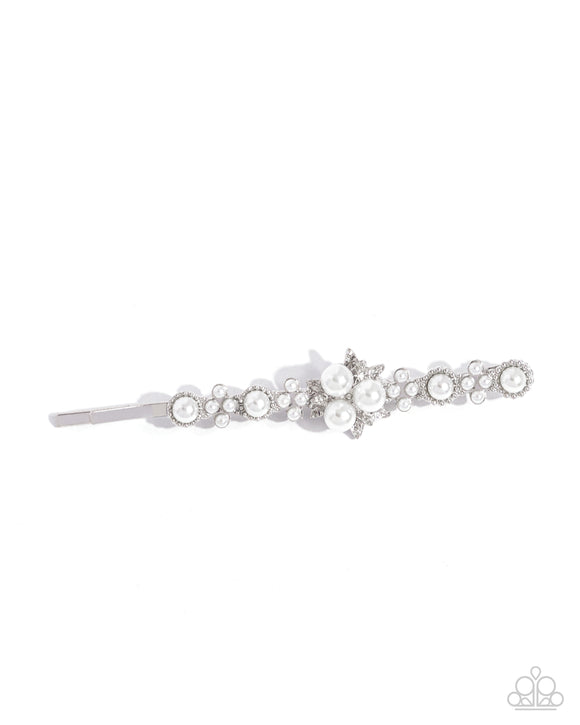 Polished Opulence - White Hair Clip - Paparazzi Accessories