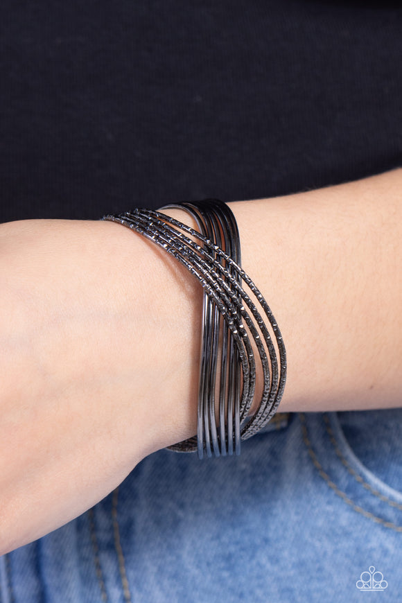 Industrialized Shimmer - Black Bracelet - Paparazzi Accessories