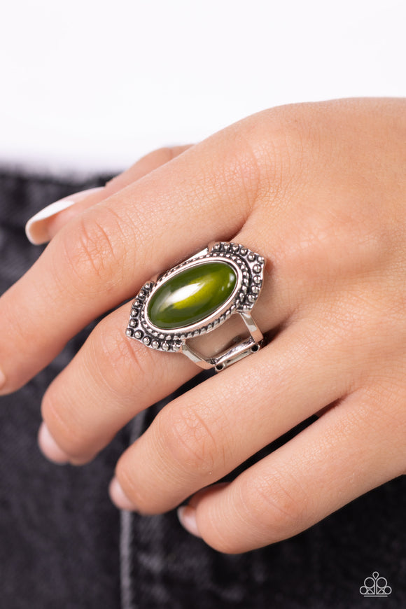 Coquettishly Casablanca - Green Ring - Paparazzi Accessories