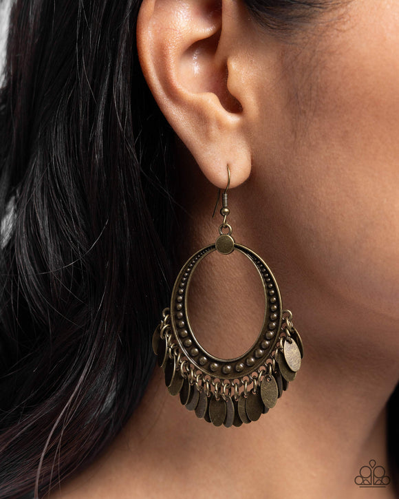 Homestead Hustle - Brass Earrings - Paparazzi Accessories