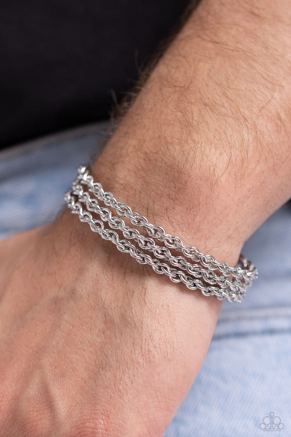 Pit Crew - Silver Mens Bracelet - Paparazzi Accessories