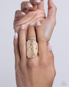 Thrilling Timber - Gold Ring - Paparazzi Accessories