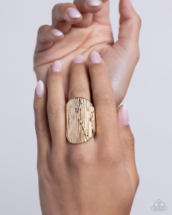 Thrilling Timber - Gold Ring - Paparazzi Accessories