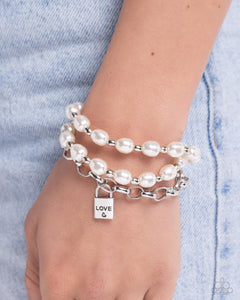 LOVE-Locked Legacy - White Bracelet - Paparazzi Accessories