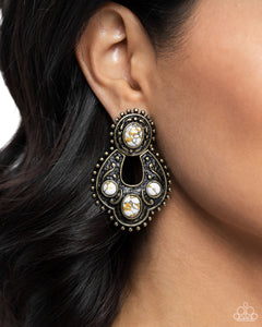 Handcrafted Horseshoe - Brass Post Earrings - Paparazzi Accessories