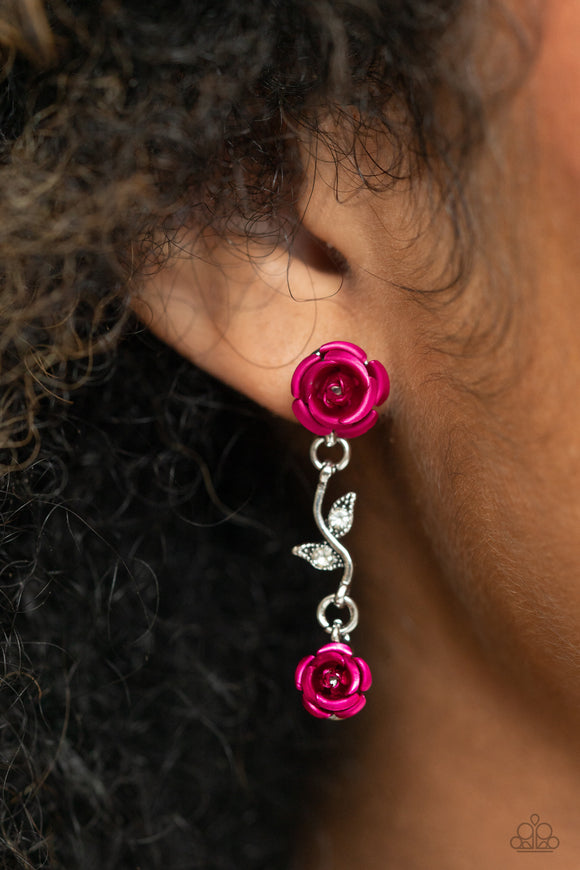 Led by the ROSE - Pink Post Earrings - Paparazzi Accessories
