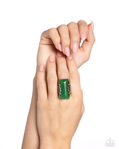 Scalloped Stone - Green Ring - Paparazzi Accessories