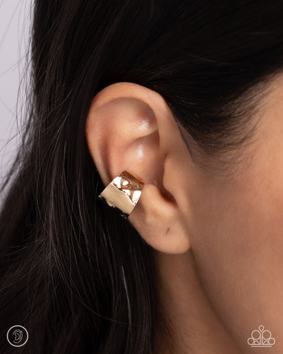 Warped Wonder - Gold Post Earrings - Paparazzi Accessories