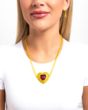 Locket Leisure - Yellow Necklace - Paparazzi Accessories