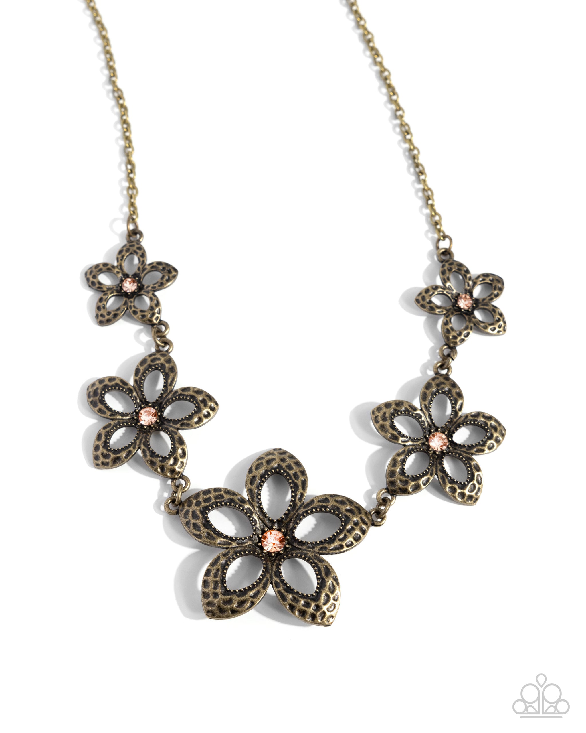 Faithful Florals Brass Necklace Paparazzi Accessories Bedazzle Me Pretty Mobile Fashion Boutique