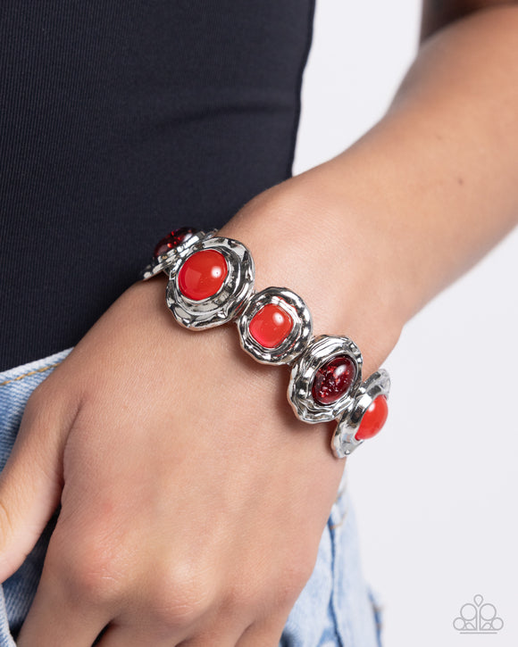 Hammered High - Red Bracelet - Paparazzi Accessories