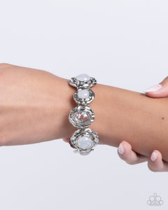 Hammered High - White Bracelet - Paparazzi Accessories