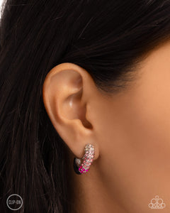 Ombré Observer - Pink Clip-On Earrings - Paparazzi Accessories