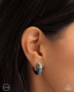 Ombré Observer - Blue Clip-On Earrings - Paparazzi Accessories