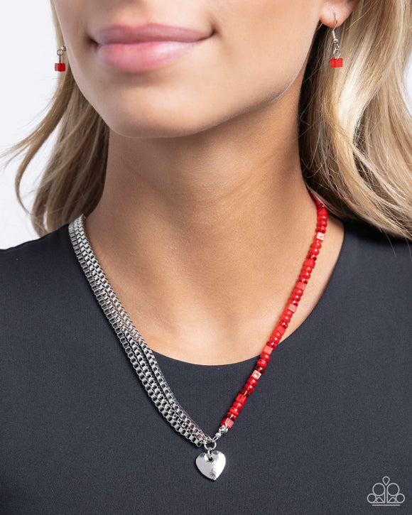 Squared Sweetheart - Red Necklace - Paparazzi Accessories