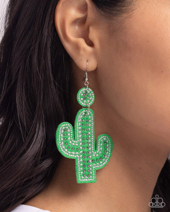 Cactus Cameo - Green Earrings - Paparazzi Accessories