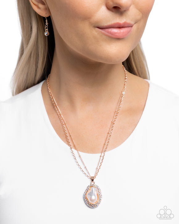 Beachy Baroness - Rose Gold Necklace - Paparazzi Accessories