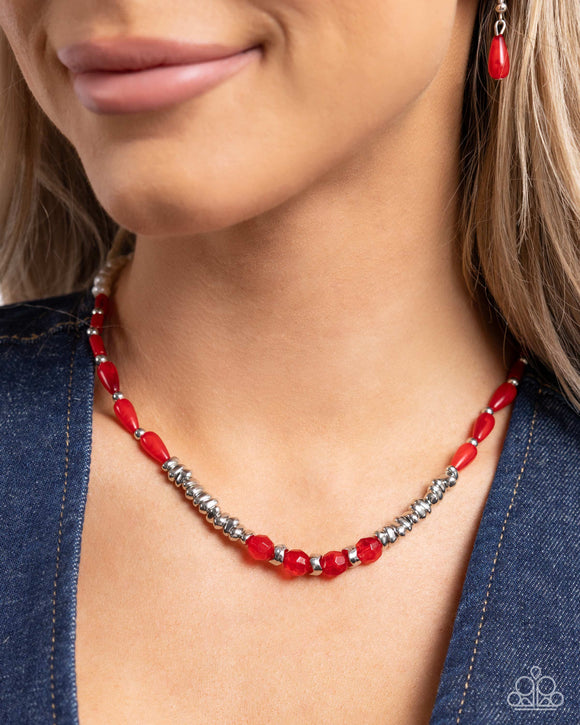 Dainty Diversity - Red Necklace - Paparazzi Accessories