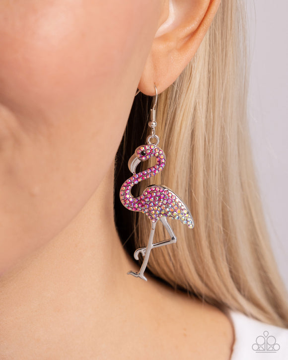 Flamingo Flourish - Pink Earrings - Paparazzi Accessories