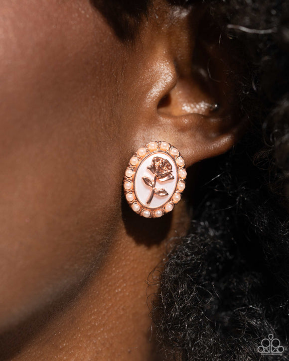 Rosy Relic - Copper Post Earrings - Paparazzi Accessories