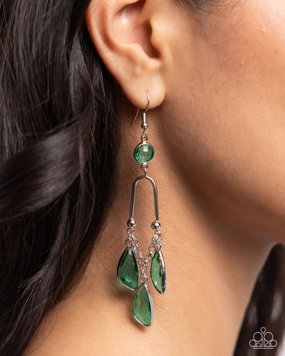 Winged Wardrobe - Green Earrings - Paparazzi Accessories