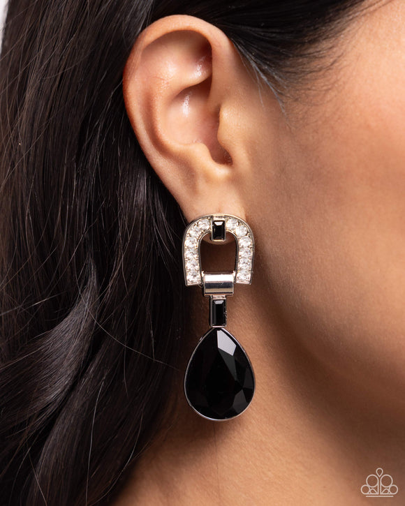 In ARCHING Order - Black Post Earrings - Paparazzi Accessories