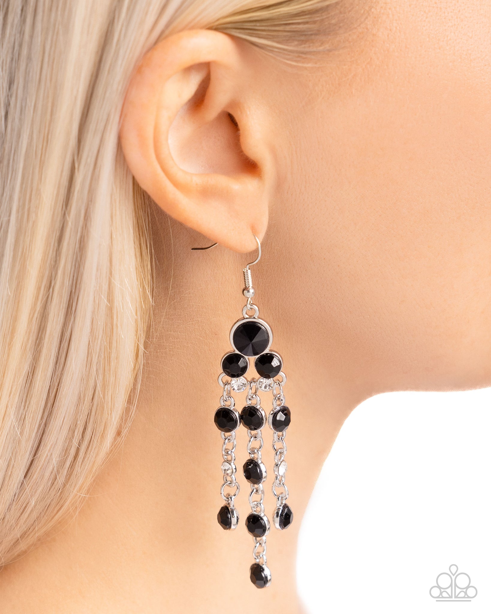 Cascading Clarity Black Earrings Paparazzi Accessories Bedazzle Me Pretty Mobile Fashion Boutique