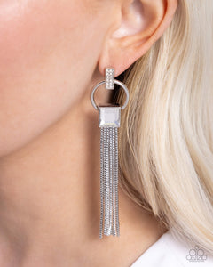 Softly Streamlined - White Post Earrings - Paparazzi Accessories