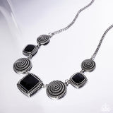 Spiral Sass - Black Necklace - Paparazzi Accessories