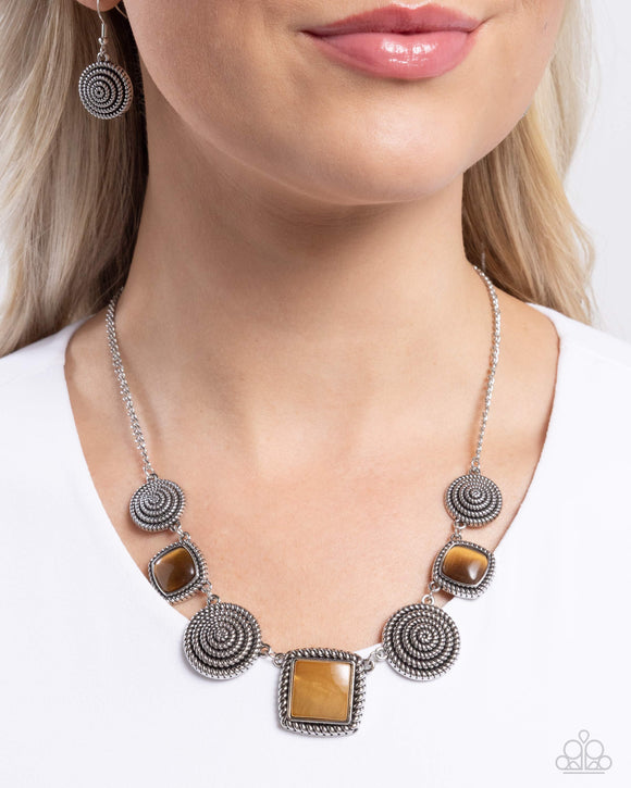 Spiral Sass - Brown Necklace - Paparazzi Accessories