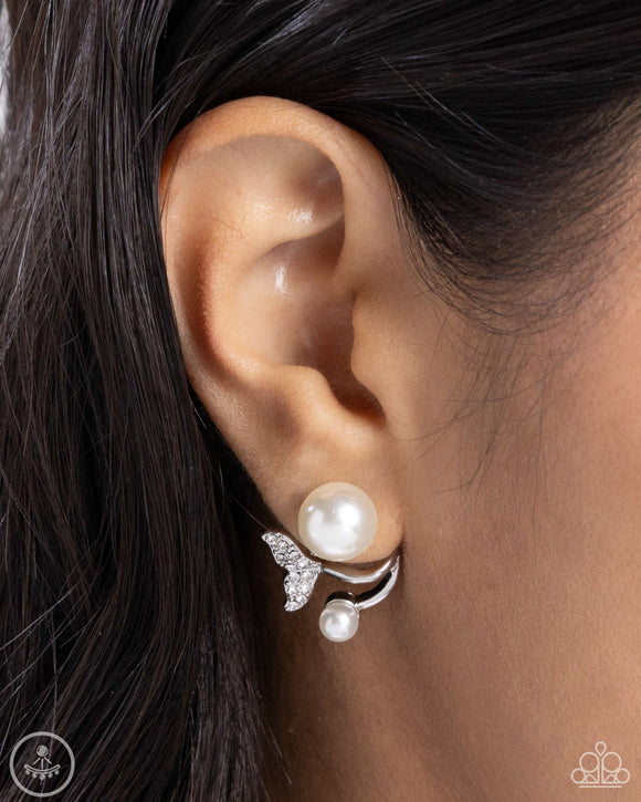 Modular Mermaid - White Post Earrings - Paparazzi Accessories