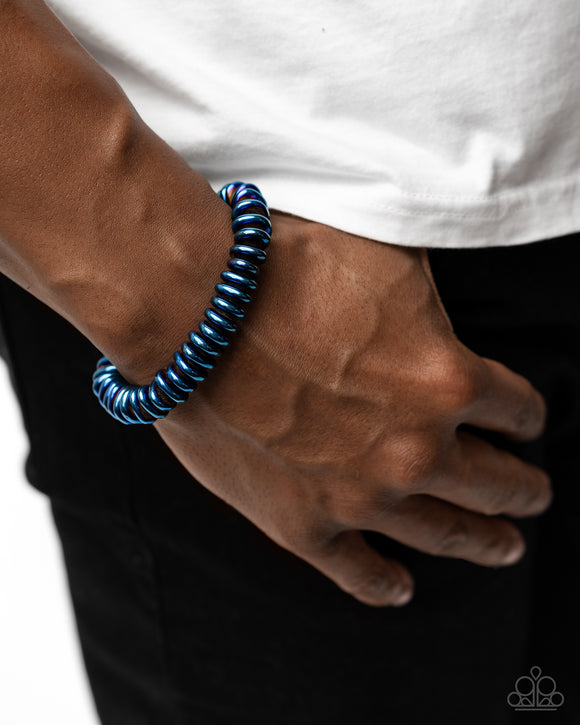 Dynamic Discs - Blue Mens Bracelet - Paparazzi Accessories