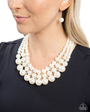 Glossy Gala - White Necklace - Paparazzi Accessories