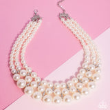 Glossy Gala - White Necklace - Paparazzi Accessories