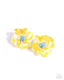 floating-florals-yellow-post earrings-paparazzi-accessories