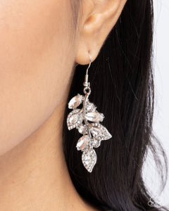 Flourishing Feature - White Earrings - Paparazzi Accessories