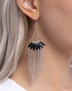 Fringe Feature - Black Earrings - Paparazzi Accessories